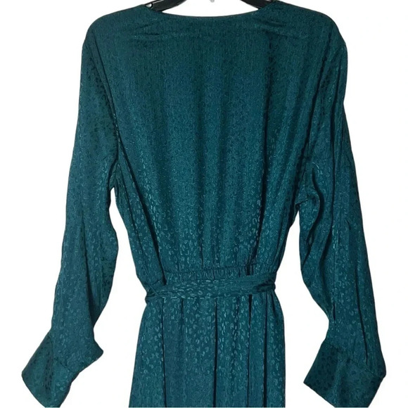 1812. ALEX‎ B NITES LONG SLEEVE MAXI DRESS LEOPARD PRINT IN EMERALD GREEN COLOR - Picture 7 of 8
